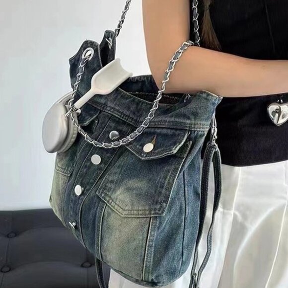 Handbags - Vintage Denim Iconic Tote Bag